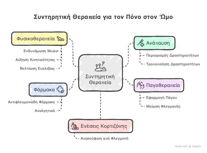 Πόνος στον ώμο - συντηρητική θεραπεία