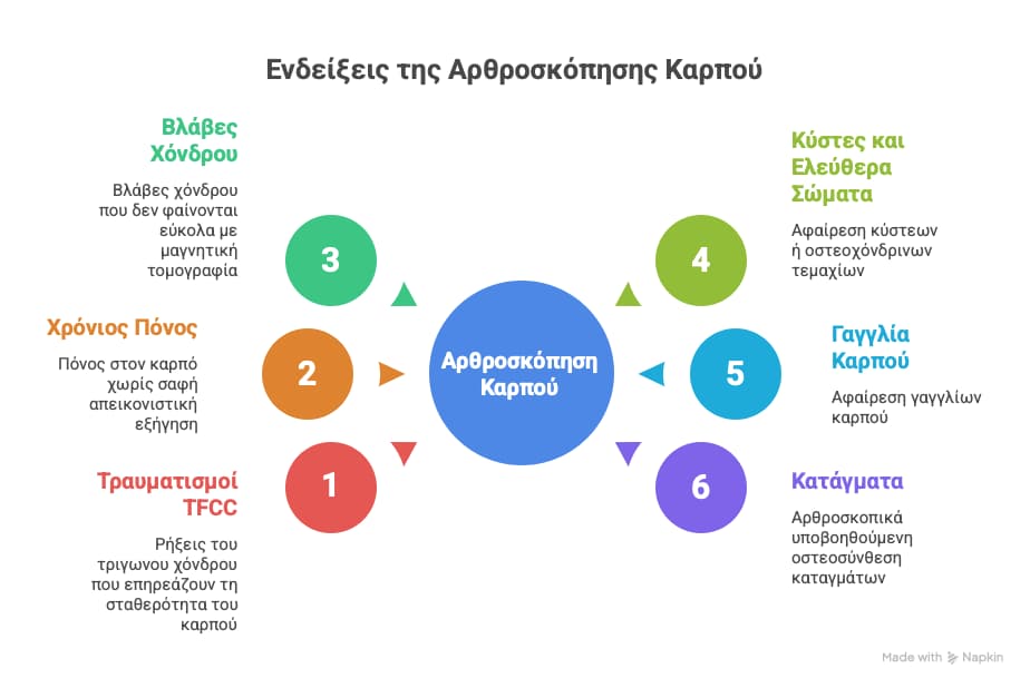 Ενδείξεις για αρθροσκόπηση καρπού